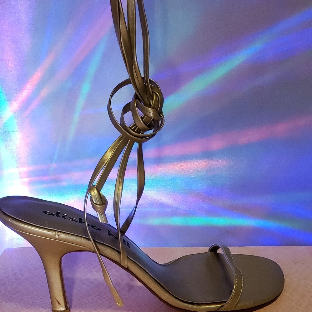 Gold strappy heel
